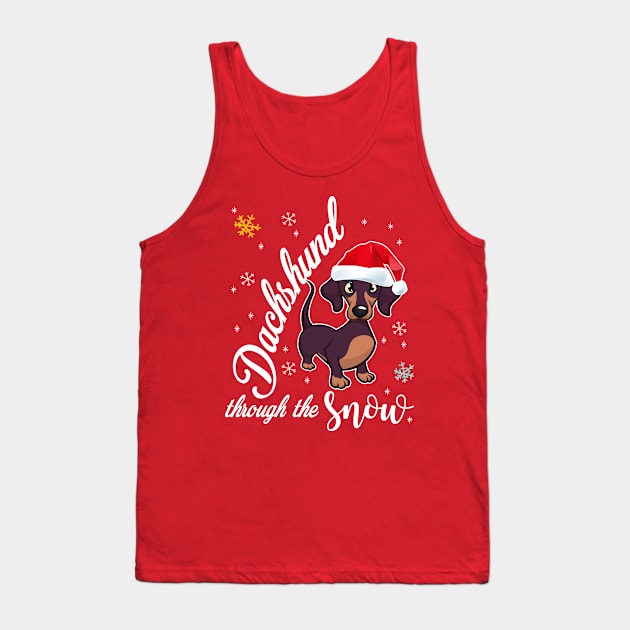 Dachshund Through The Snow Christmas Tank Top by vamstudio